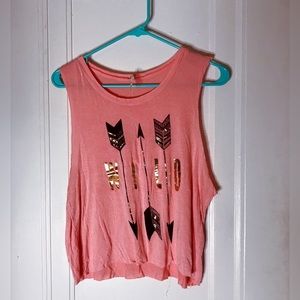 Cropped Flowy Graphic Tee, Coral